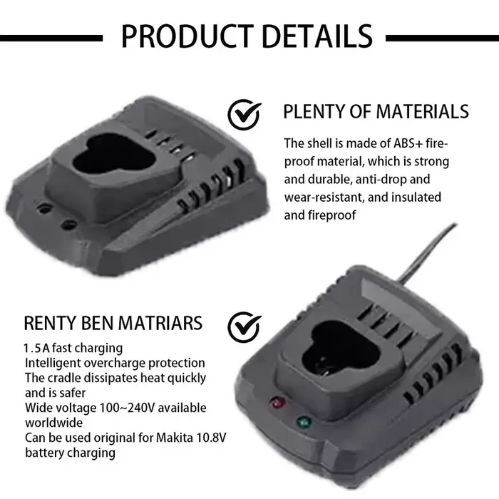 Pour Makita 10.8V 12V BL1013 accessoires de batterie au Lithium BL1014 Li-ion chargeur