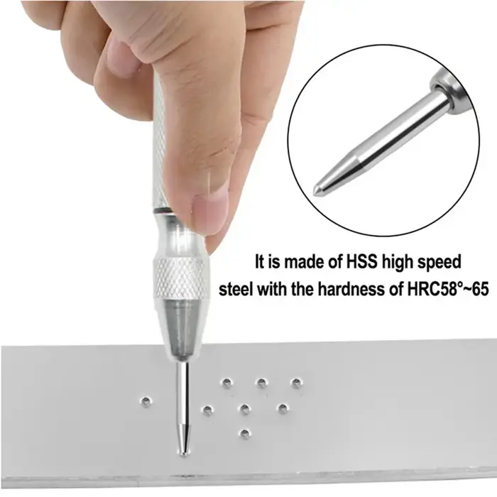 Poinçon central automatique à ressort argenté