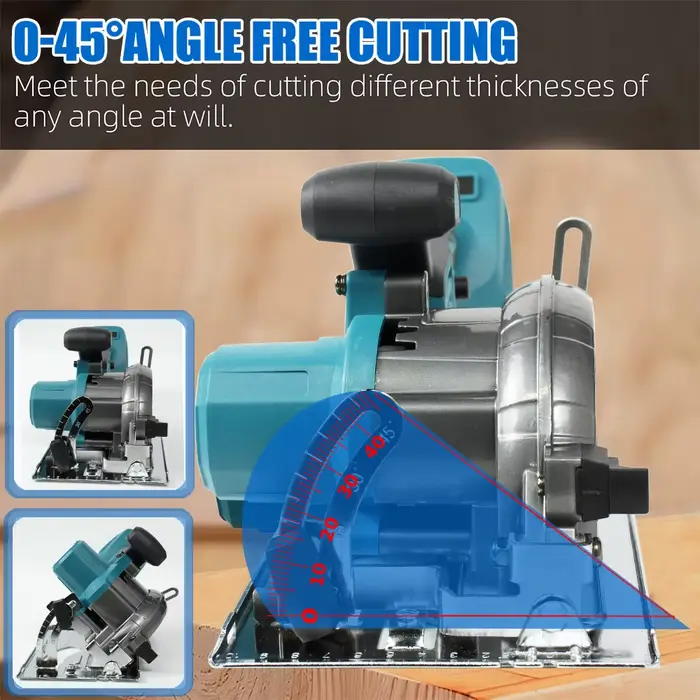 Makita-Scie circulaire électrique sans fil sans balais, machine à couper le bois réglable, détermine
