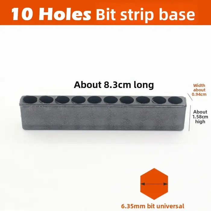 Base de rangement pour foret 8/10/12 trous, bricolage 6.35mm, support de rangement pour foret, organisateur de perceuse, outils matériels, accessoire de stockage électrique