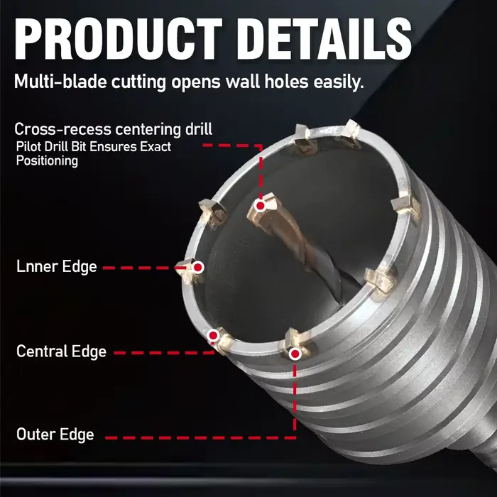 Scie cloche pour mur en béton de 30 à 100 mm
