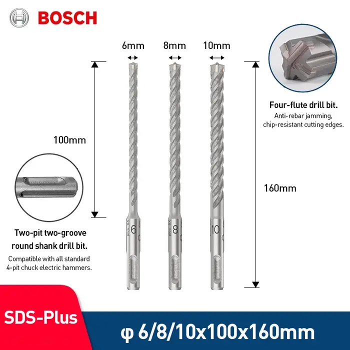 33 modèles de forets BOSCH PRO SDS Plus pour marteau perforateur