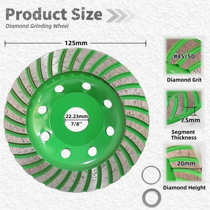 1 pièce Meule diamantée turbo 115/125 mm pour meuleuse d'angle