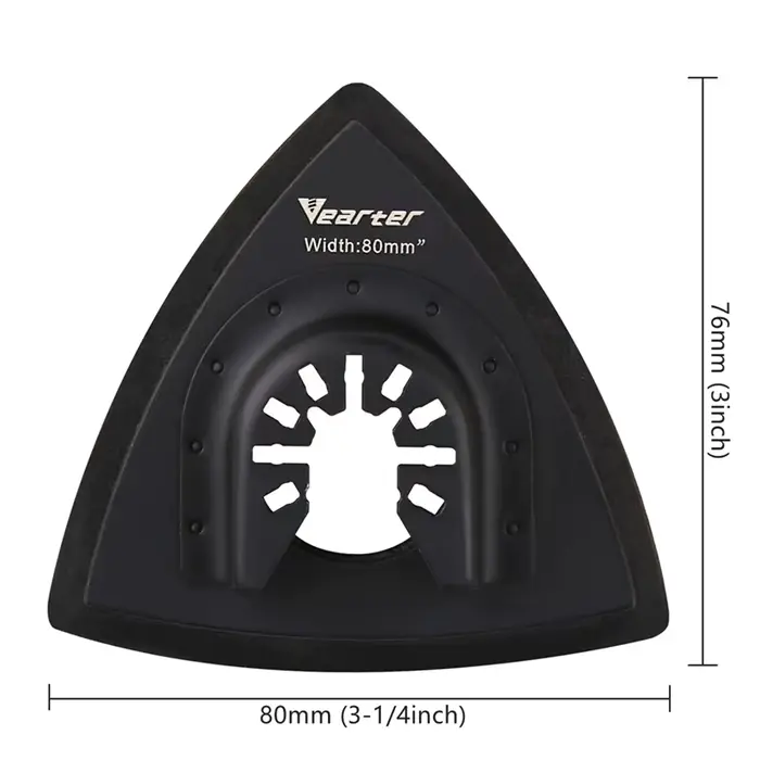 Vearter 19 pièces triangulaire 80mm oscillant Multitool tampon de sable avec crochet et boucle feuille de papier de verre pour le meulage des bavures et l'élimination de la rouille