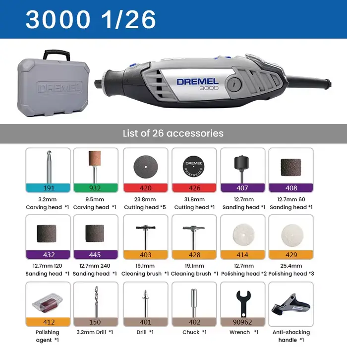 Dremel-Mini meuleuse électrique 3000 avec kit d'accessoires professionnels