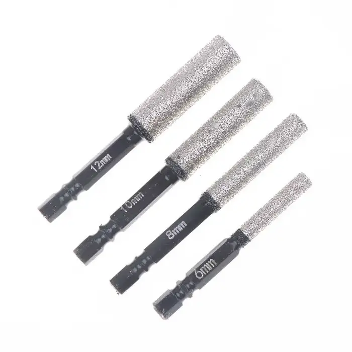 Jeu de forets à sec brasés sous vide de 5 à 12 mm - Pack de 2 - Pour divers matériaux durs