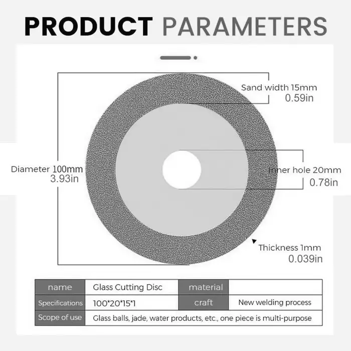 Disque de coupe diamanté de 4 pouces