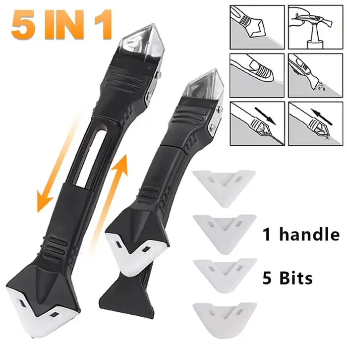 Kit d'outils 5-en-1 en métal pour colle et silicone : Spatule