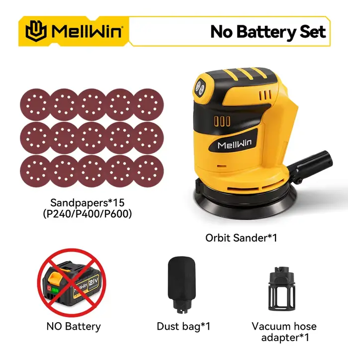 MELLWIN ponceuse électrique sans fil 3 vitesses réglable ponçage orbital Machine de polissage outil 