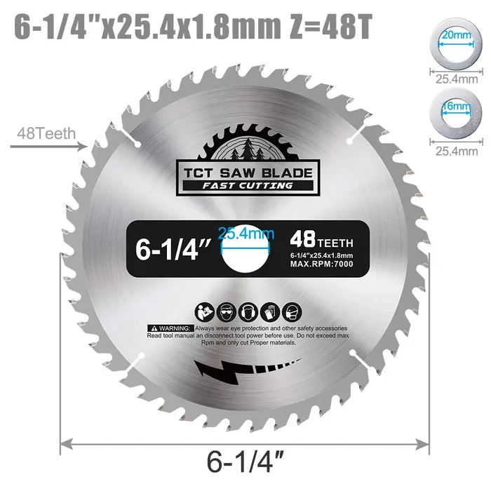CMCP 1 pièce 160mm TCT lame de scie circulaire en carbure 6-1/4 pouces 48T disque de coupe du bois