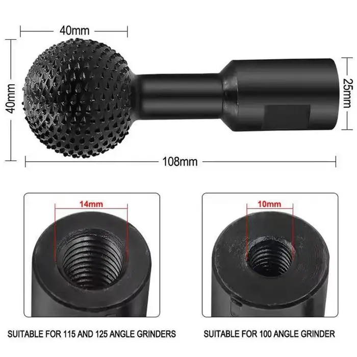 Meuleuse d'angle, lime rotative, outil de gravure, tête de meulage sphérique m10/m14, meulage de rai