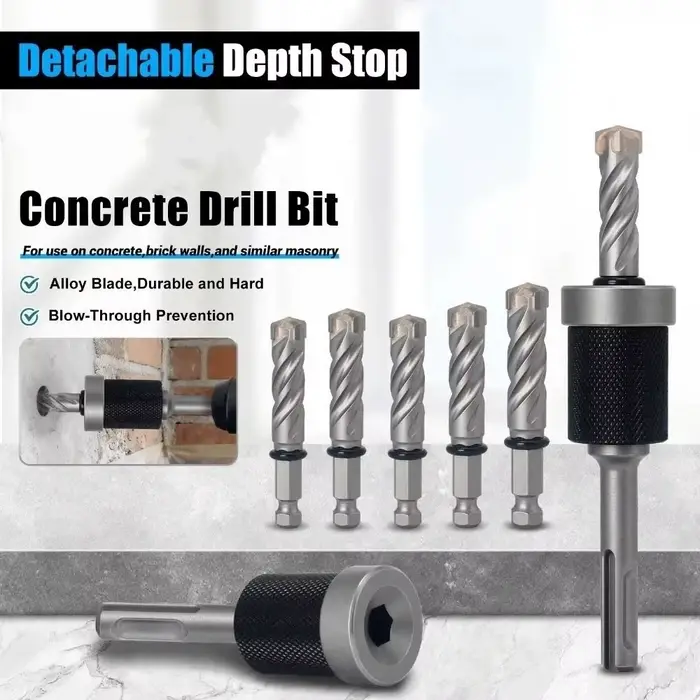 Foret à béton à arrêt de profondeur détachable de type divisé