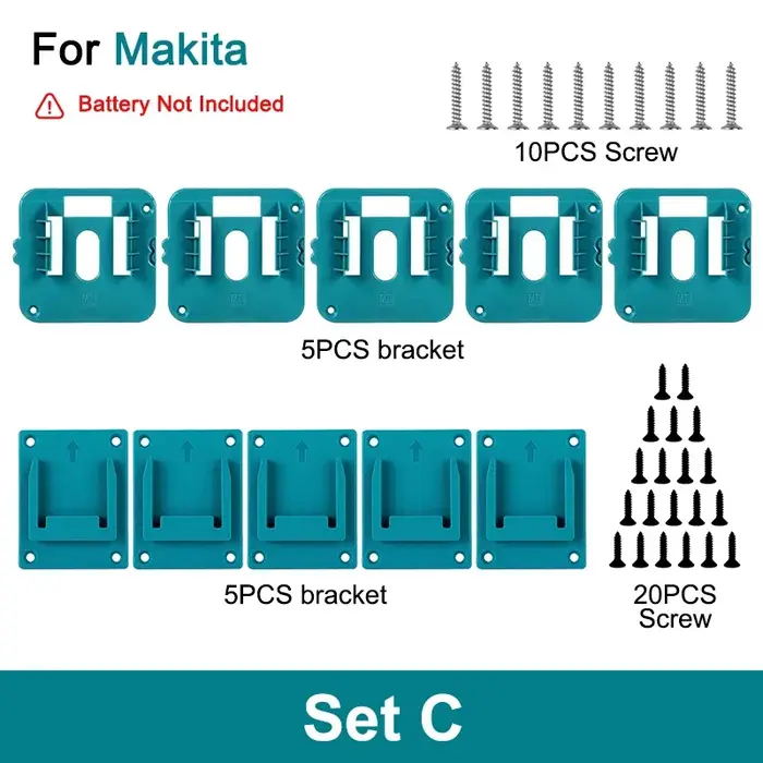 Paquet de 5 support de stockage de batterie pour Makita 14.4V 18V Li-ion