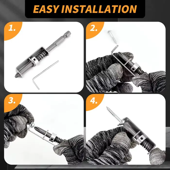 Rafford Porte-embout à vis anti-chute 2 pièces | Guide de perçage à ressort évolutif – Utilisation à une main pour les