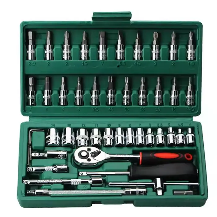 46 pièces/ensemble clé à douille bricolage Kit d'outils de réparation tournevis à cliquet pour matériel