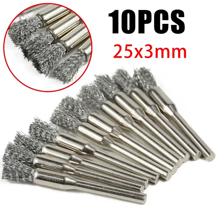 Brosse métallique en acier inoxydable 5x3mm, pour meuleuse de moule, poignée, perceuse rotative élec