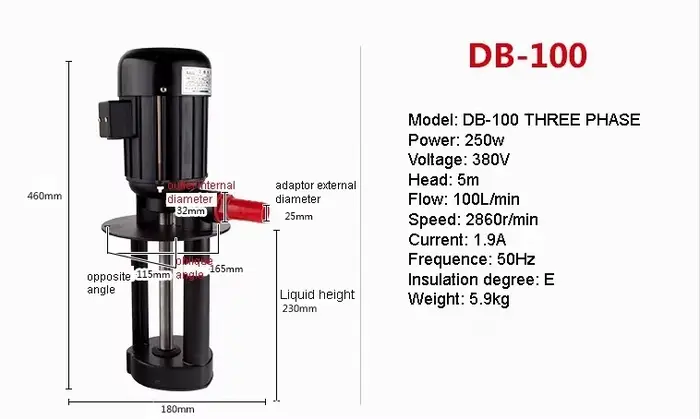 Pompe de refroidissement pour machine-outil triphasée 380V, pompe à liquide de refroidissement, pomp