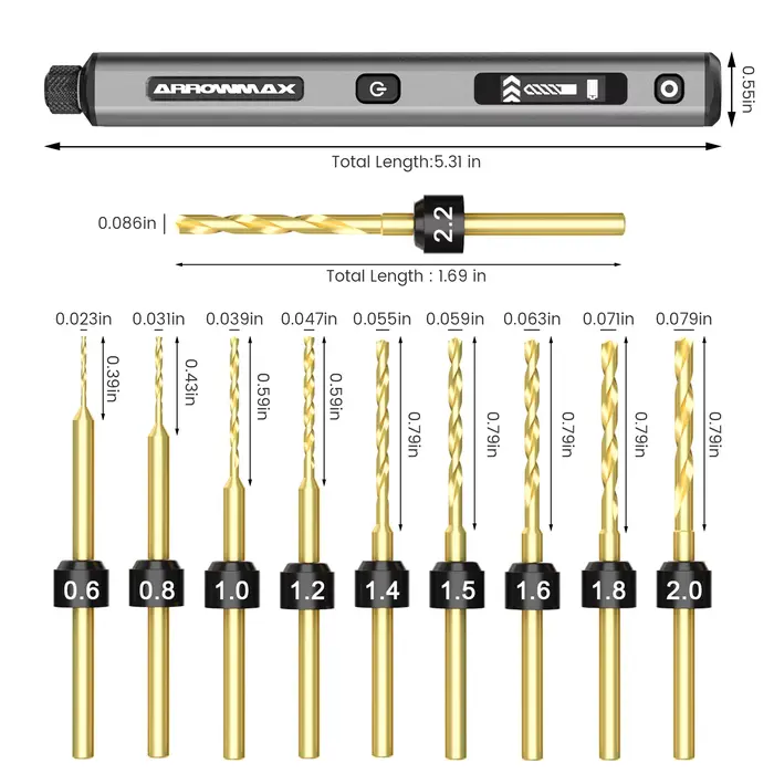 ARROWMAX Mini perceuse électrique sans fil avec support de table
