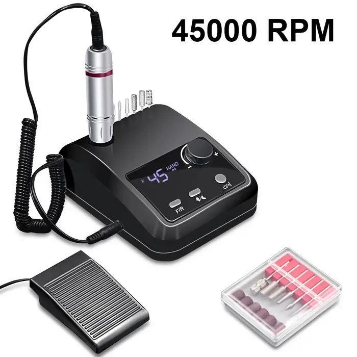Perceuse à ongles électrique 45000 tr/min, lime électrique, affichage HD, stylo de manucure en métal, ponceuse professionnelle pour tour à ongles