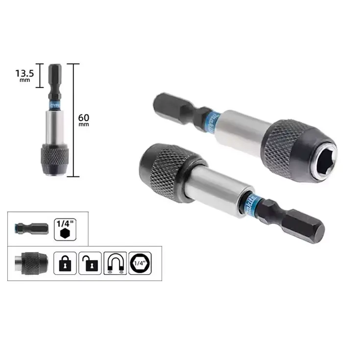 Makita E-08791 Impact noir porte-embout magnétique 60MM 1/4 "poignée hexagonale manchon