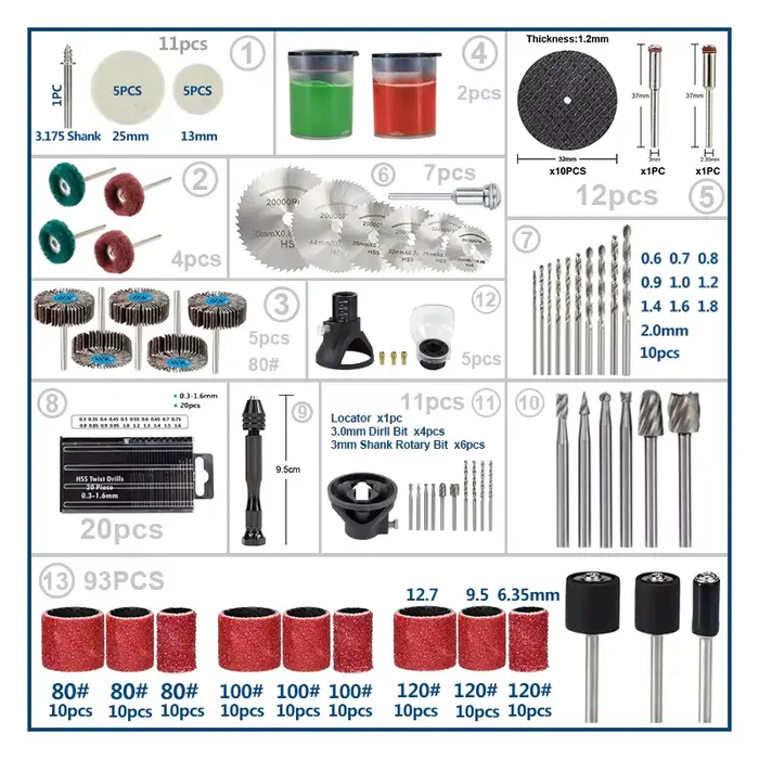 CMCP accessoires d'outils rotatifs pour perceuse Dremel ponçage meulage polissage