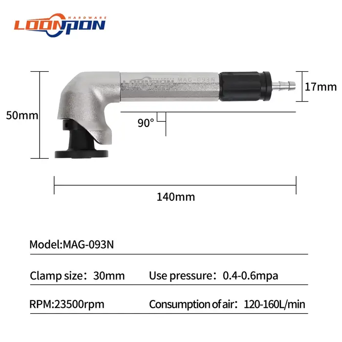 Kit de Mini broyeur à Air, stylo de meulage, ensemble d'outils de polissage pneumatique de haute précision à 90 degrés MAG-093N tr/min, 23500
