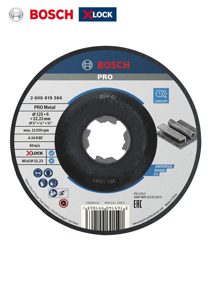 Disque de meulage pour métal Bosch Pro 125 mm X-Lock