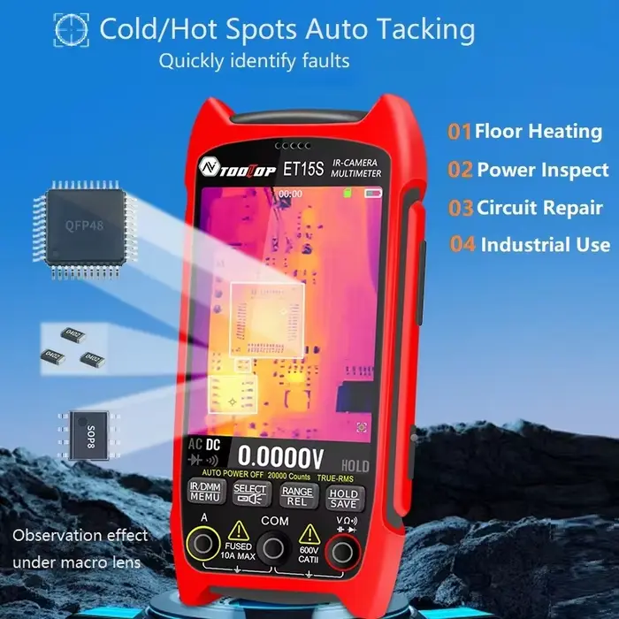 Multimètre thermique industriel TOOLTOP ET15S, 256×192 pour l'inspection des circuits imprimés