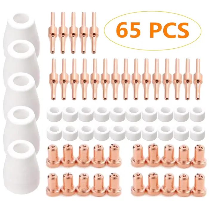 65 pièces pointe de coupe Plasma électrodes buses anneaux bouchons Kit consommable accessoire pour P