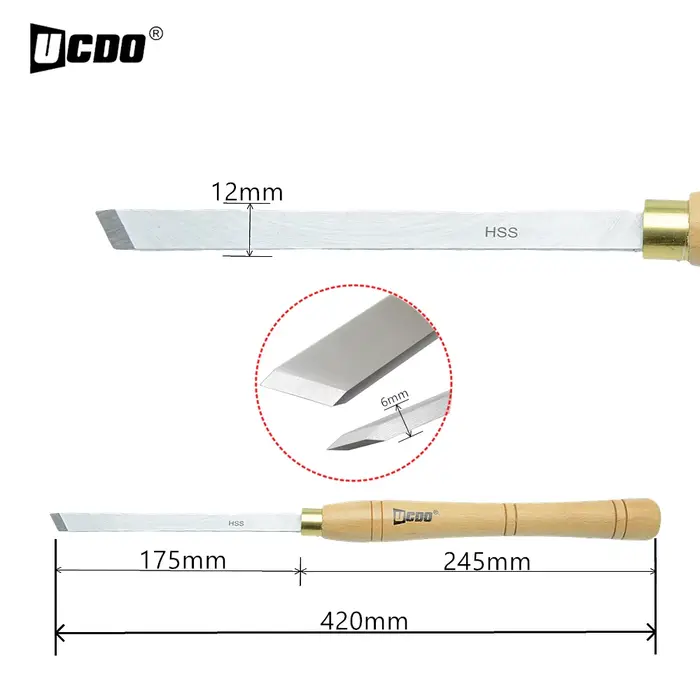 UCDO-Ciseau à biais HSS 12 et 24mm, outils de tournage de calcul, poignée de brochure avec confronti