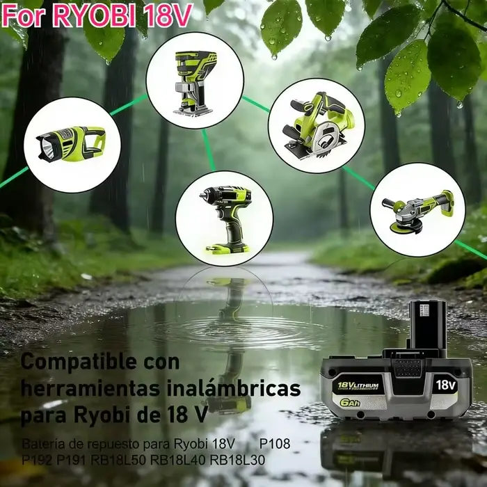 Nouvelle batterie au lithium puissante RYOBI 18V 6.0Ah 8.0Ah P104 P105 P107 P108 P109 à faible autodécharge