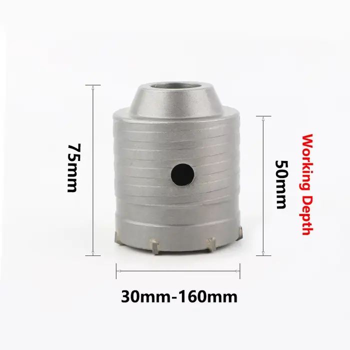 Kit Scie Cloche SDS Max 30-160mm pour Béton Ciment Pierre Brique Mur Ouvre Trou pour Installation de Tuyaux de Climatisation Trépan pour Marteau Perforateur Outil Professionnel