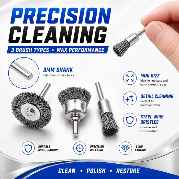Lot de 3 mini-brosses métalliques