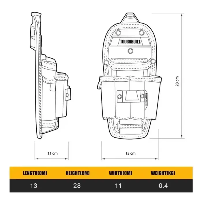 TOUGHBUILT TB-CT-36-L6 technique pochette à 6 poches grand sac d'emballage d'outils accessoires