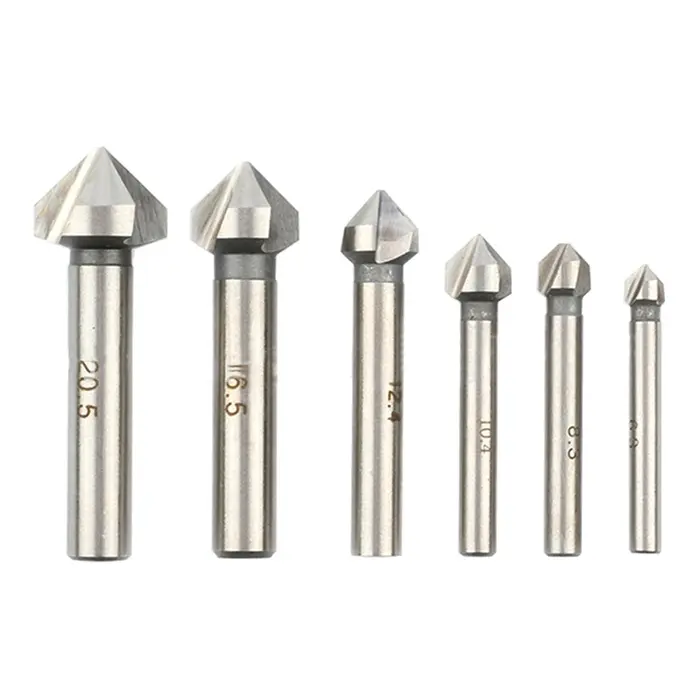 6 pièces 3 cannelures 90 degrés HSS chanfreinage fraise à bois fraise fraise foret ouvre-trou ensemb