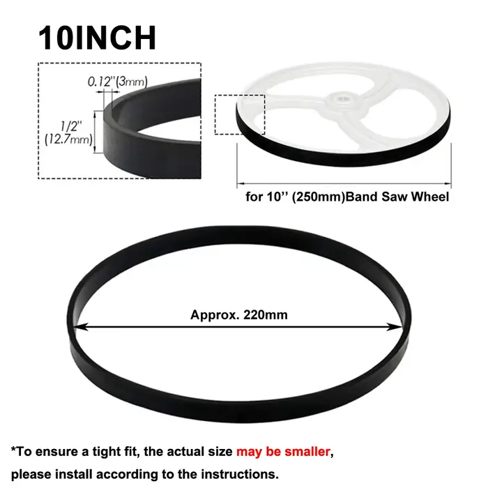 Bande de caoutchouc pour scie à ruban, 1 pièce, pour 8 "9" 10 "12" 14 ", pneus de scie à ruban pour le travail du bois, anneau de roue de défilement, accessoires pour outils électriques