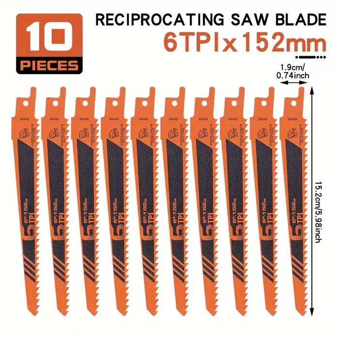  Lames de scie sabre 10 pièces-acier à haute teneur en carbone, coupe multimaterial pour le bois/pl