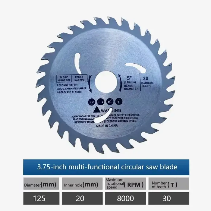 Lame de scie circulaire de 125 mm (5 pouces) à 30 dents en carbure, disque de coupe pour le bois, al