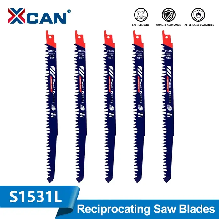 XCAN 1/5 lames de scie sabre S1531L 5TPI HCS 240mm pour le travail du bois