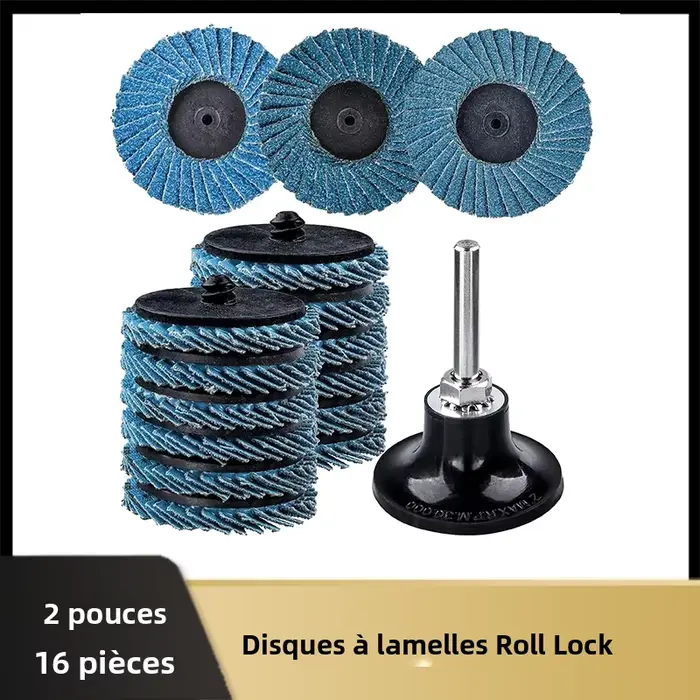 Disques à lamelles de verrouillage en rouleau de 2 pouces, 16 pièces, roues de meuleuse abrasive gra