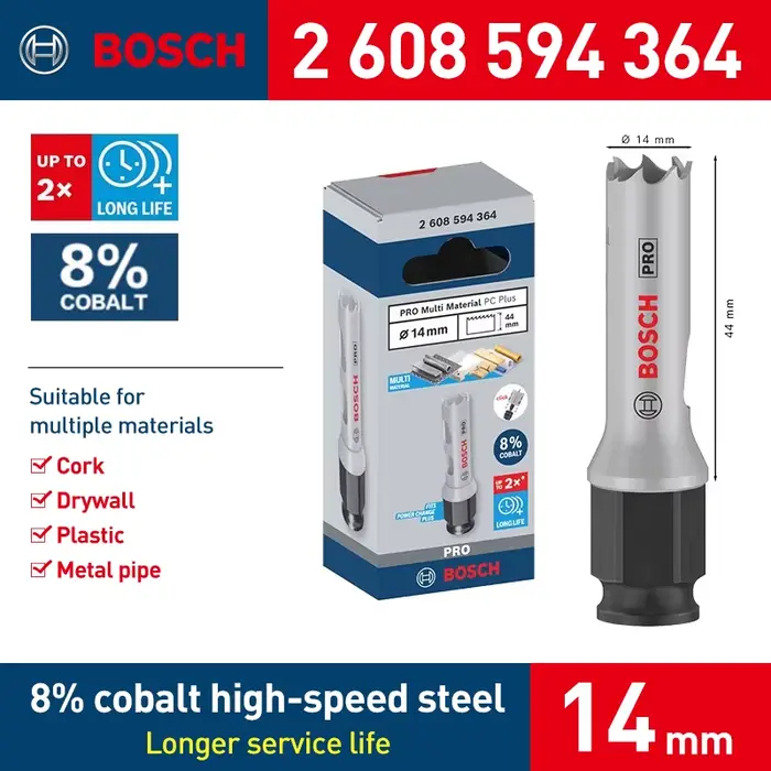 Lames de scie cloche bimétallique Bosch, alliage de cobalt 8%, conception de dents progressives pour