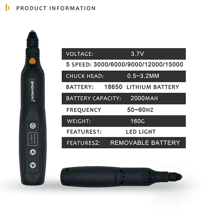Mini meuleuse perceuse sans fil aste perfecBattery gravure LED variable 5 vitesses goroutil à distance graveur Dremel