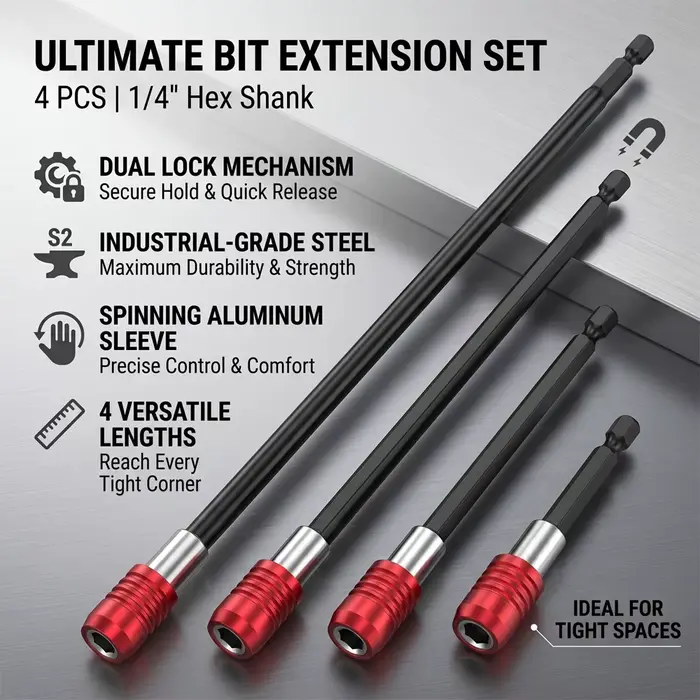 Kit d'extension magnétique pour embouts de perceuse