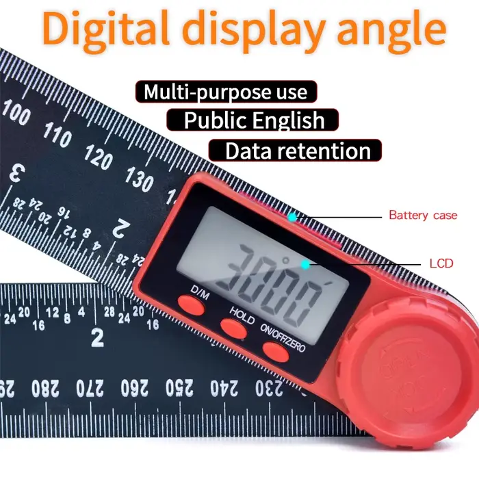 Règle de recherche d'angle numérique 200mm 8 '', rapporteur, inclinomètre, goniomètre électronique, 