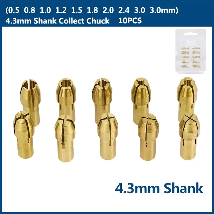 XCAN Mini perceuse pince mandrin 10 pièces 0.5-3.2mm 4.3/4.8mm tige en laiton mandrins adaptateur po