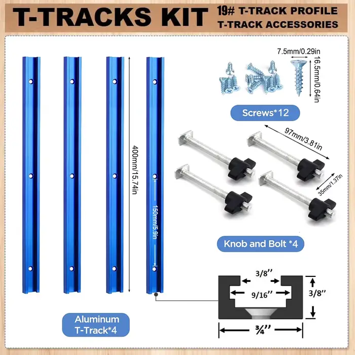 Travail du bois 19 #   Kit et accessoires de rail en T, rails en T en aluminium, rail à onglet pour 