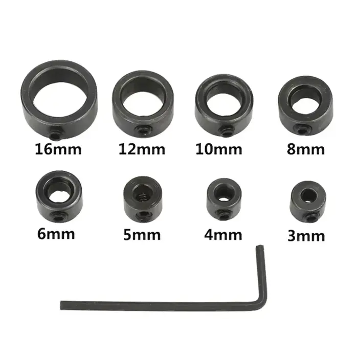 Anneaux d'arrêt de profondeur de foret portables, 8 pièces, colliers réglables de 3 à 16mm, position