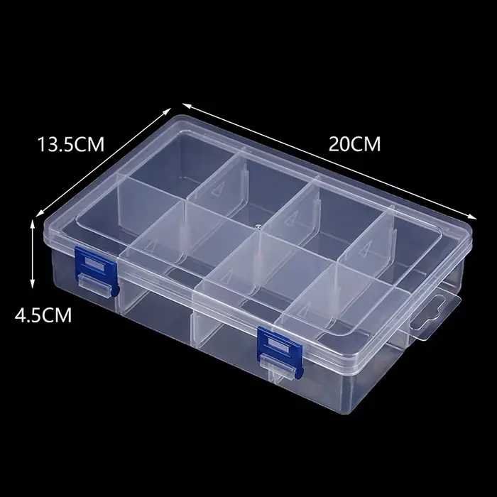 Mallette à outils multifonctionnelle 20x13.5x4.5cm, grand 8 grilles, vis de rangement en plastique, 