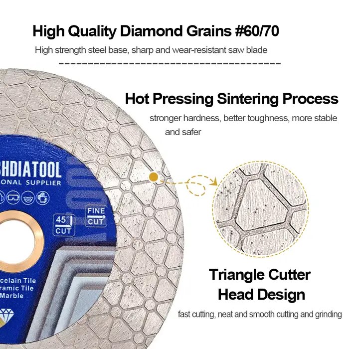 SHDIATOOL diamant disque de coupe 105/115/125mm Triangle Double face meule lame de scie carreaux de 