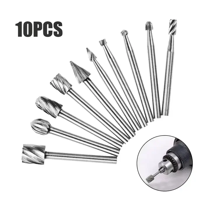 Lot de 10 fraises rotatives HSS pour défonceuse, outils de fraisage, de découpe, de gravure et de po